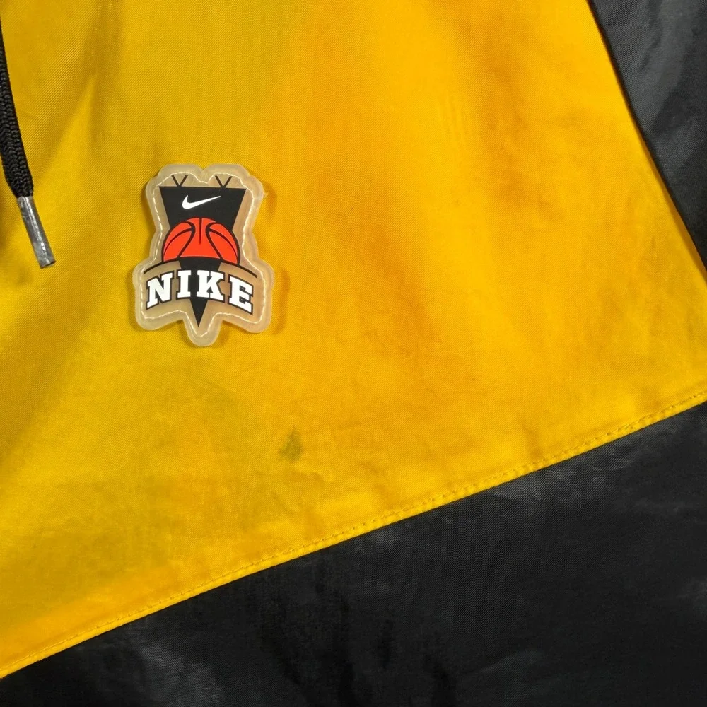Nike Basketball Hoodie Windbreaker Black Yellow Colorblock Skull Basketball Sz M